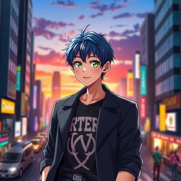 A stunning portrait of Teru Minamoto, a character inspired by vibrant anime aesthetics
