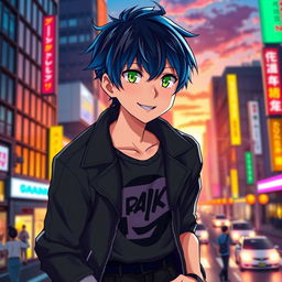 A stunning portrait of Teru Minamoto, a character inspired by vibrant anime aesthetics