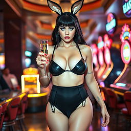 A full-length, head-to-toe photograph of a stunning 19-year-old woman with pale skin and thick black hair
