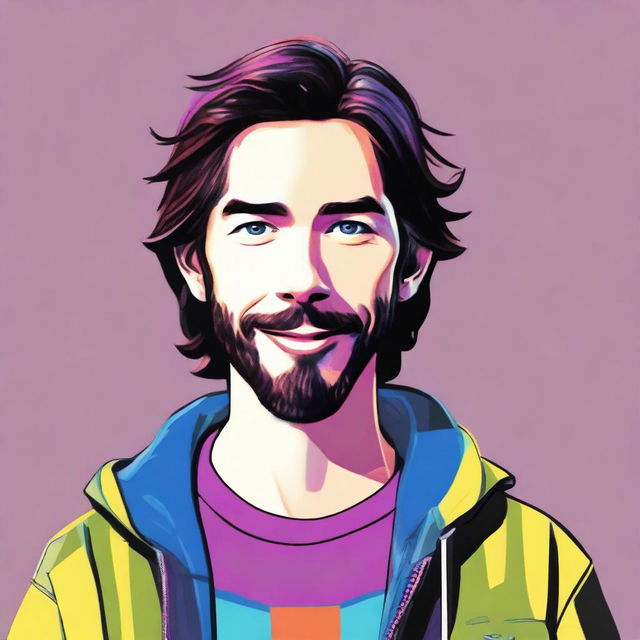 This is a high-quality digital art image featuring a young Martin Starr