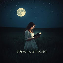 A captivating book cover featuring a woman alone in a dark field at night