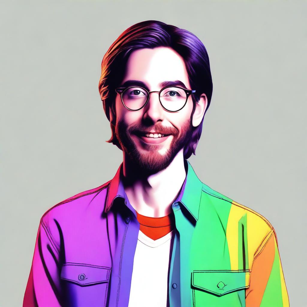 A high-quality digital art image featuring Martin Starr in his younger years