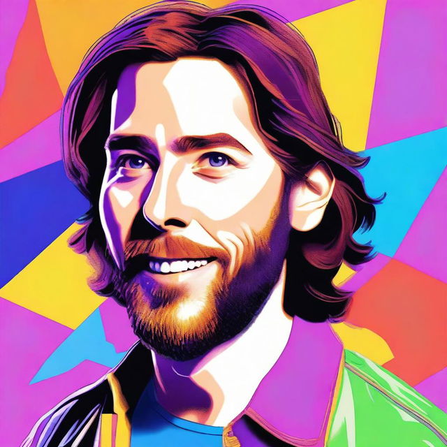 A high-quality digital art image featuring Martin Starr in his younger years