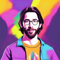 A high-quality digital art image featuring Martin Starr in his younger years