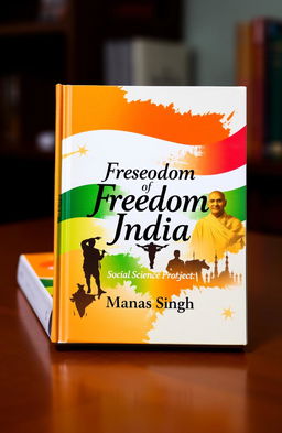 A beautifully designed hardcover book titled 'Freedom of India' prominently displayed on the cover