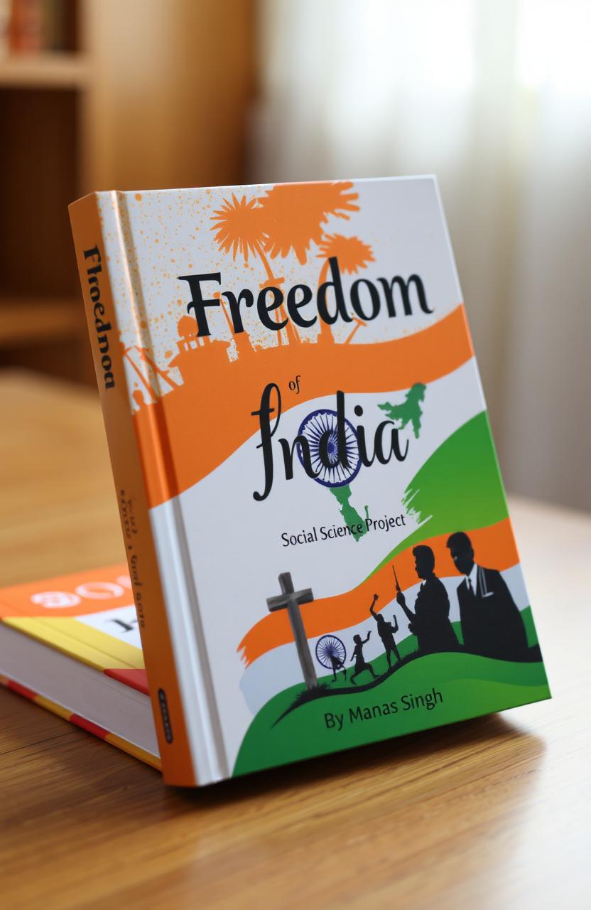 A beautifully designed hardcover book titled 'Freedom of India' prominently displayed on the cover