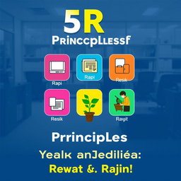 A motivational poster showcasing the principles of '5R' (Ringkas, Rapi, Resik, Rawat, and Rajin) with an aesthetic layout