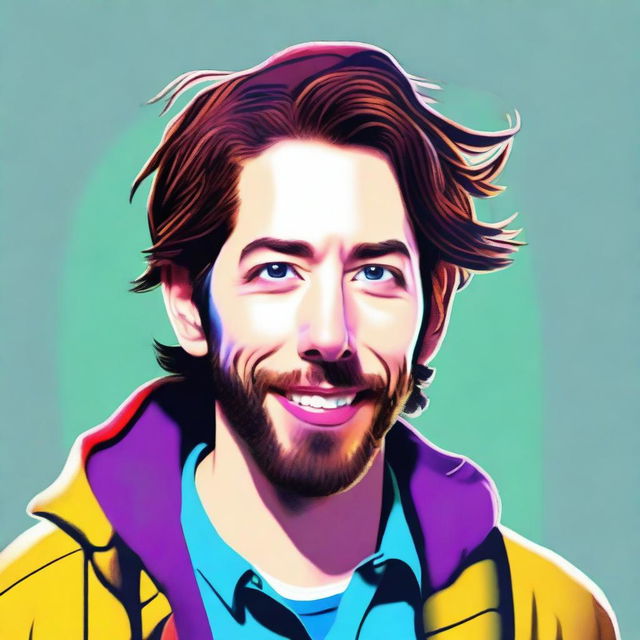 A high-quality digital art image showcasing a young Martin Starr