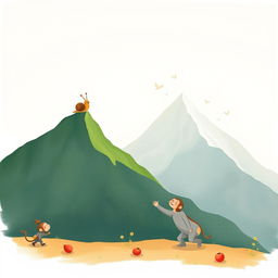 At the peak of a mountain, a small snail with a brown shell stands proudly, surveying the landscape