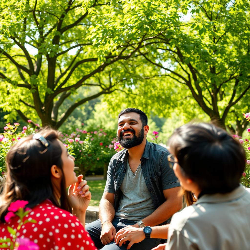 A joyous scene featuring a man named Akbar, who has a hearty laugh