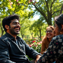 A joyous scene featuring a man named Akbar, who has a hearty laugh