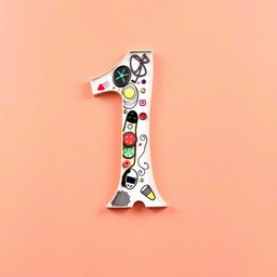 An artistic interpretation of the number one inverted, showcasing creative designs and patterns that depict the numeral in a unique and abstract way