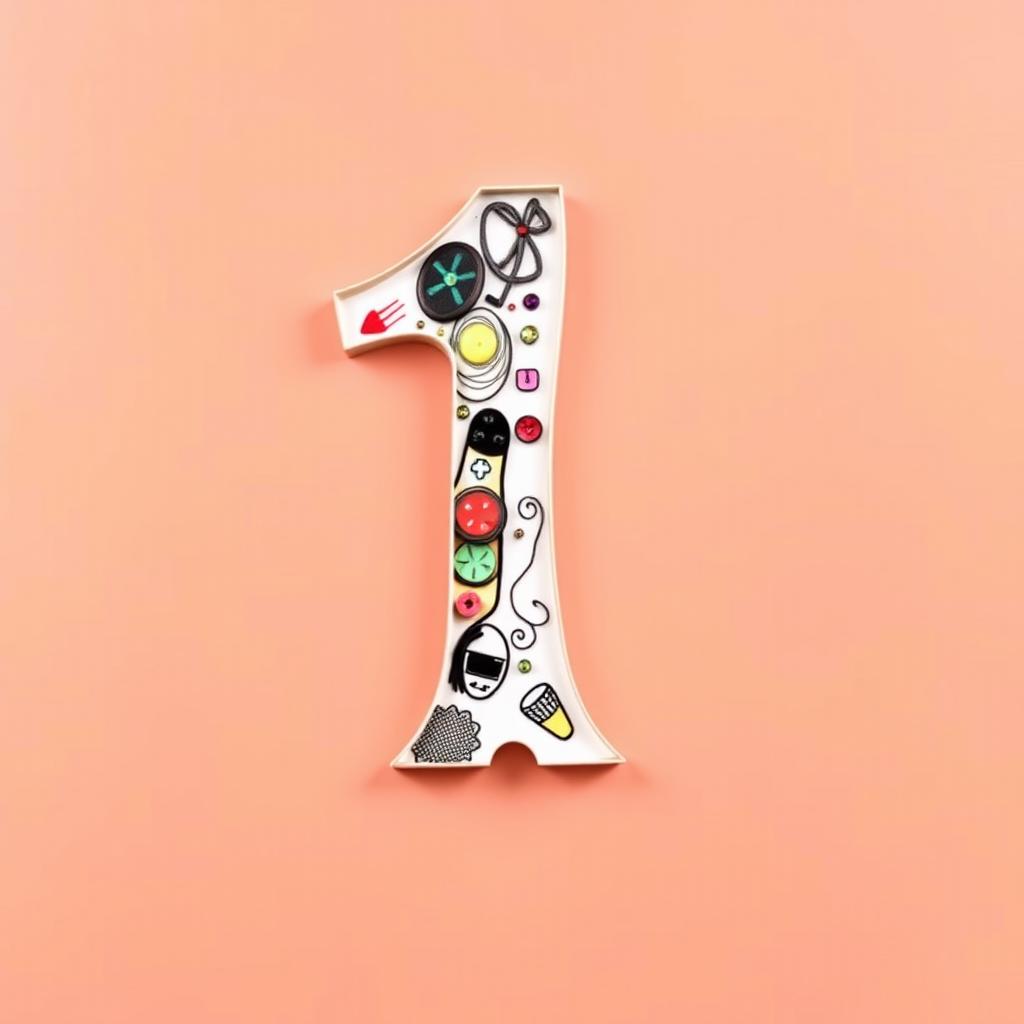 An artistic interpretation of the number one inverted, showcasing creative designs and patterns that depict the numeral in a unique and abstract way
