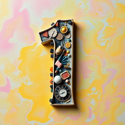 An artistic interpretation of the number one inverted, showcasing creative designs and patterns that depict the numeral in a unique and abstract way