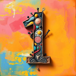 An artistic interpretation of the number one inverted, showcasing creative designs and patterns that depict the numeral in a unique and abstract way