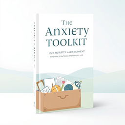 A calming and professional book cover design for 'The Anxiety Toolkit: Practical Strategies for Everyday Life'