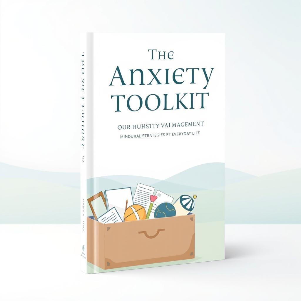A calming and professional book cover design for 'The Anxiety Toolkit: Practical Strategies for Everyday Life'