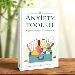 A realistic and calming book cover design for 'The Anxiety Toolkit: Practical Strategies for Everyday Life'