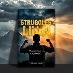 A powerful book poster depicting the struggles of a man's life, showcasing resilience and determination