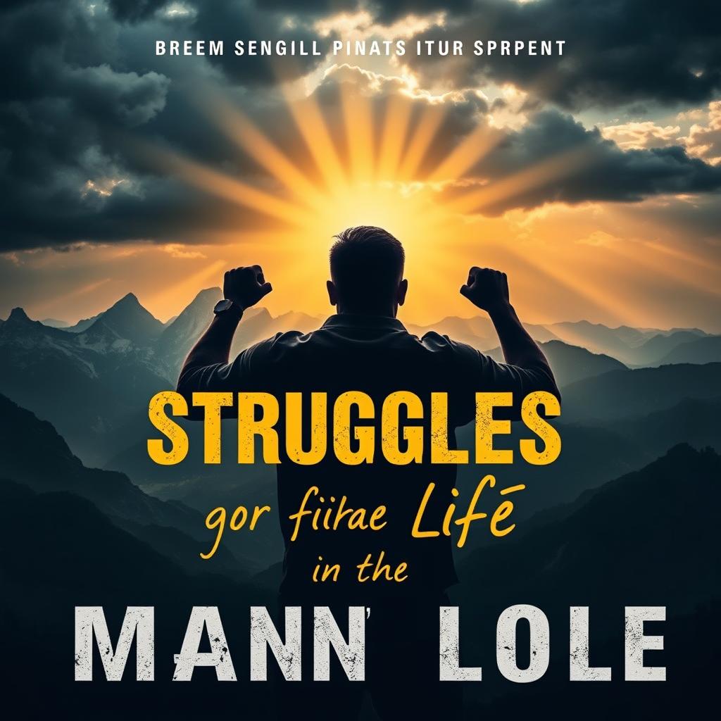 A powerful book poster depicting the struggles of a man's life, showcasing resilience and determination