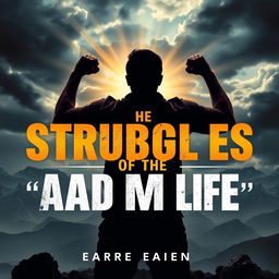 A powerful book poster depicting the struggles of a man's life, showcasing resilience and determination