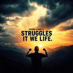A powerful book poster depicting the struggles of a man's life, showcasing resilience and determination