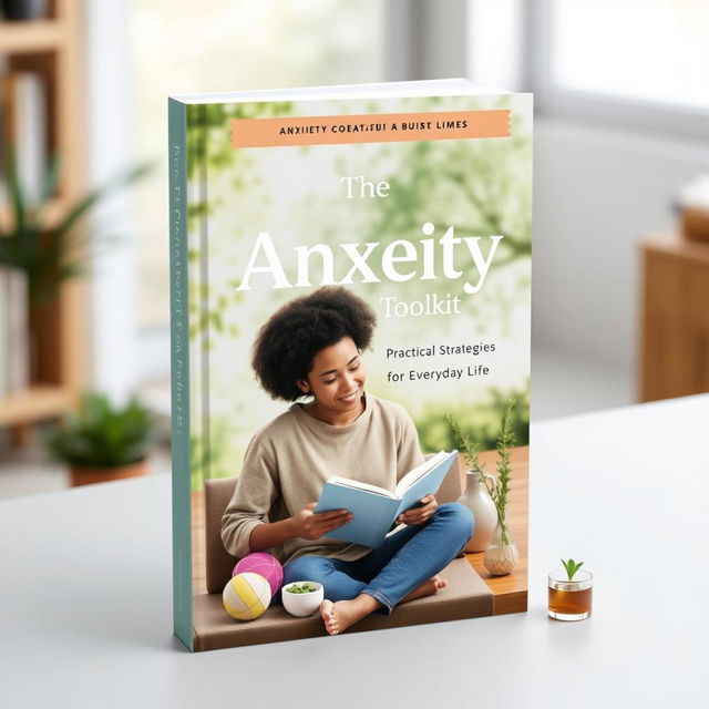 A realistic and inviting book cover design for 'The Anxiety Toolkit: Practical Strategies for Everyday Life'