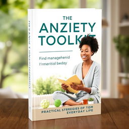 A realistic and inviting book cover design for 'The Anxiety Toolkit: Practical Strategies for Everyday Life'