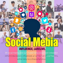 A visually striking poster showcasing the theme of social media influencing our lives