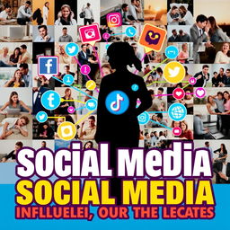 A visually striking poster showcasing the theme of social media influencing our lives