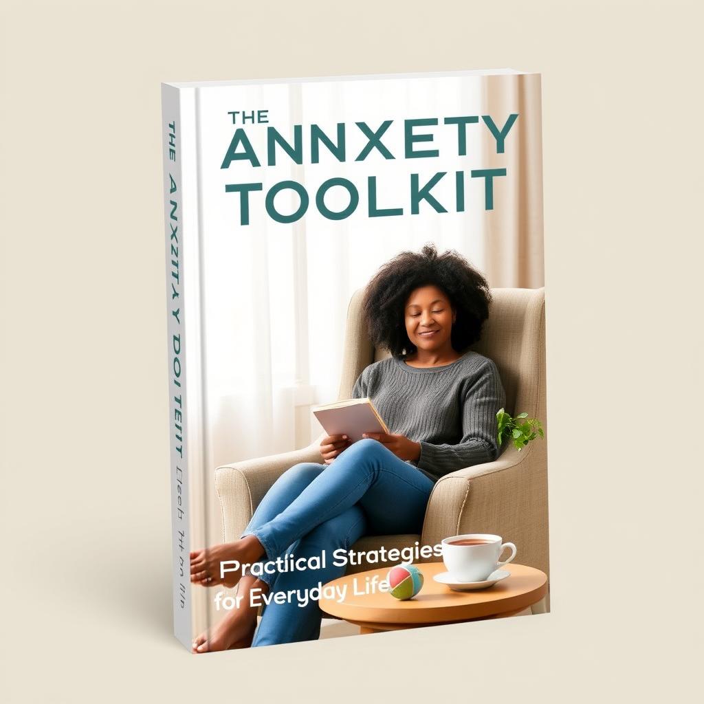 A realistic book cover design for 'The Anxiety Toolkit: Practical Strategies for Everyday Life'