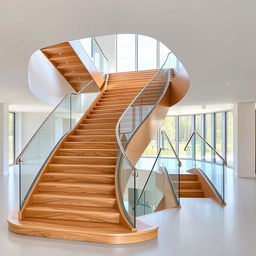 A contemporary staircase design featuring dynamic and innovative shapes