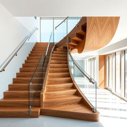 A contemporary staircase design featuring dynamic and innovative shapes