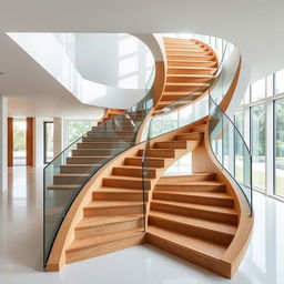 A contemporary staircase design featuring dynamic and innovative shapes