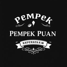 A logo design for a vintage brand named 'Pempek Puan' rendered in black and white