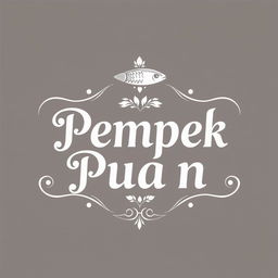 A logo design for a vintage brand named 'Pempek Puan' rendered in black and white