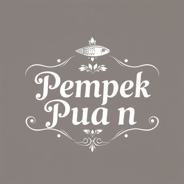 A logo design for a vintage brand named 'Pempek Puan' rendered in black and white