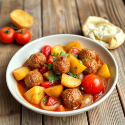A delicious Lebanese-style meatball dish known as 'Kofta Tajine' featuring juicy kofta fingers made of minced meat seasoned with aromatic spices