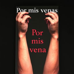 A book cover for "Por mis venas" depicting the pain of drug addiction