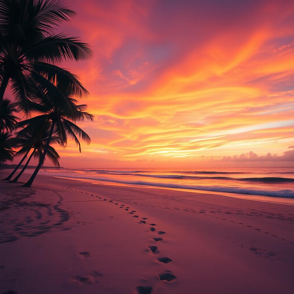A stunning beach landscape at sunset
