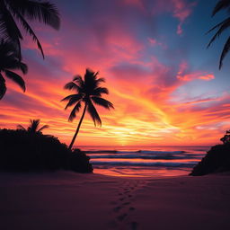 A stunning beach landscape at sunset