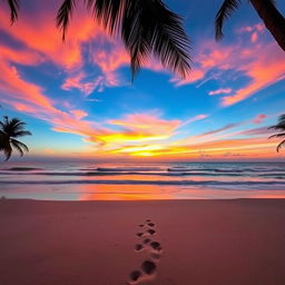 A stunning beach landscape at sunset
