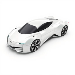 A futuristic spaceship designed to resemble a sleek Nissan car, featuring smooth lines and modern aesthetics