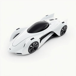 A futuristic spaceship designed to resemble a sleek Nissan car, featuring smooth lines and modern aesthetics