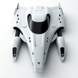 A futuristic spaceship designed to resemble a Nissan Skyline R34, featuring sleek aerodynamic curves and a glossy white finish