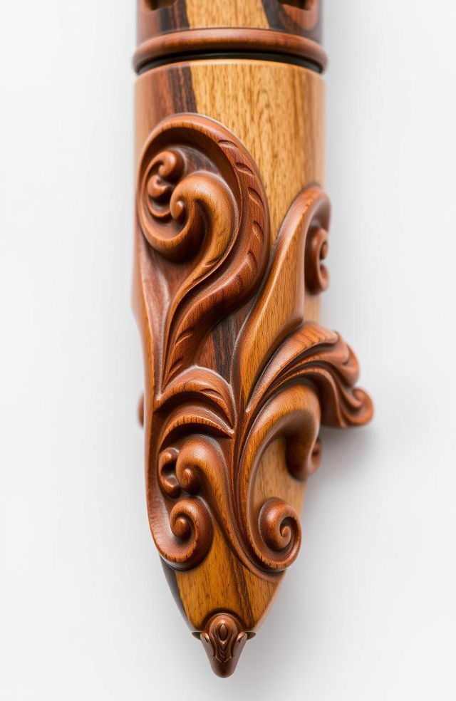 An exquisite writing wooden part, showcasing intricate carvings and natural wood grain