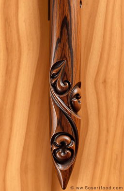 An exquisite writing wooden part, showcasing intricate carvings and natural wood grain