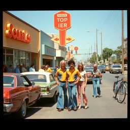 A vintage scene from the 1970s capturing everyday life