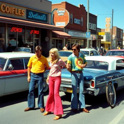 A vintage scene from the 1970s capturing everyday life