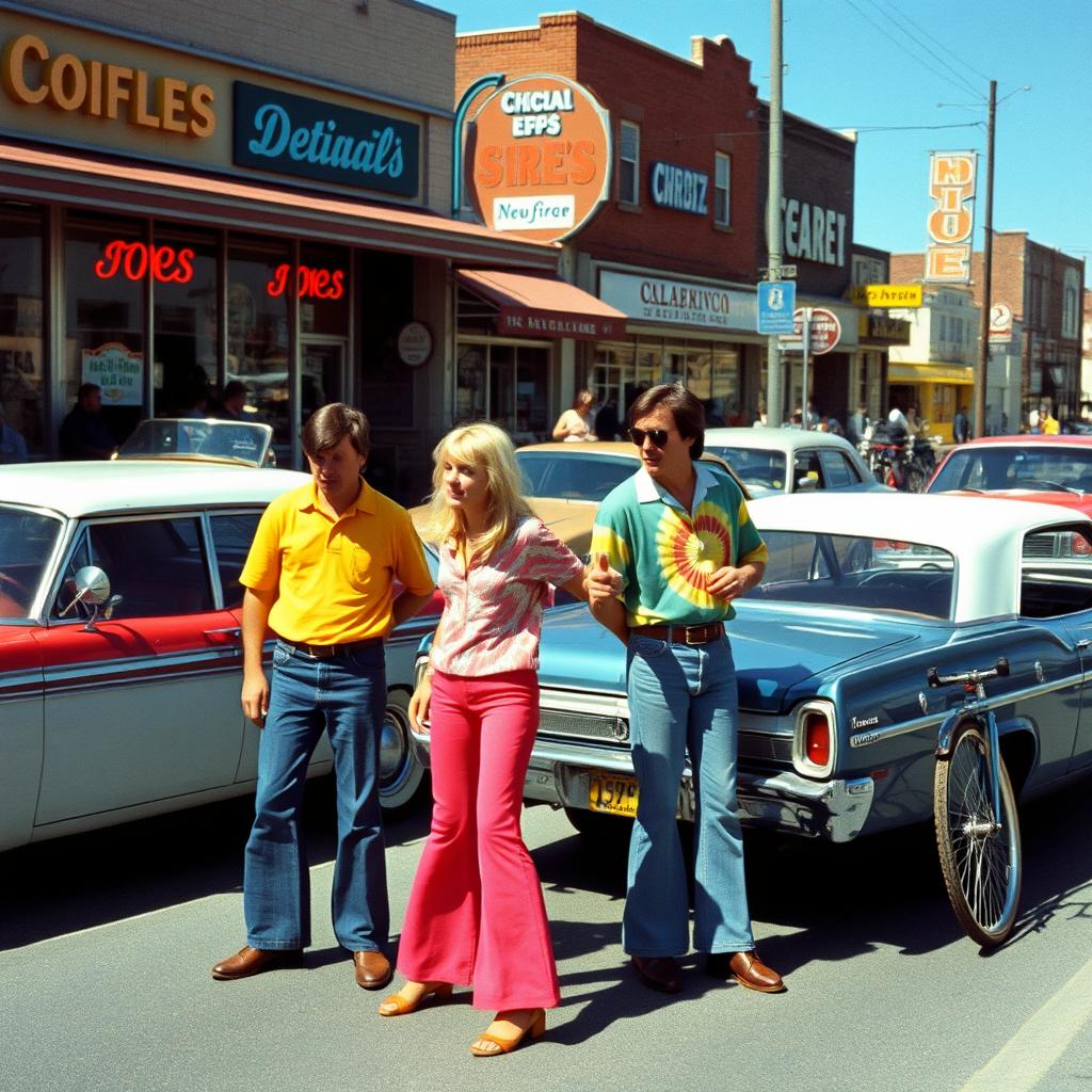 A vintage scene from the 1970s capturing everyday life